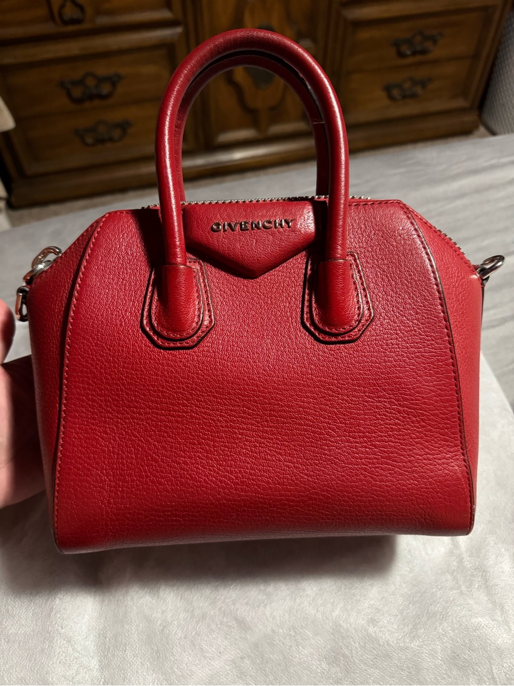 Givenchy Red Leather Antigona-Style Mini Satchel